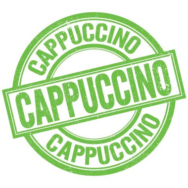 CAPPUCCINO text written word on green round stamp sign