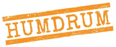 HUMDRUM text written on orange grungy lines stamp sign.