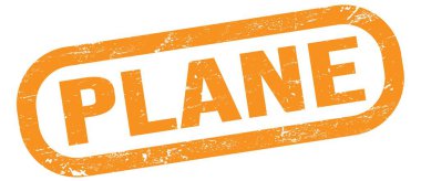 PLANE, text written on orange rectangle stamp sign.