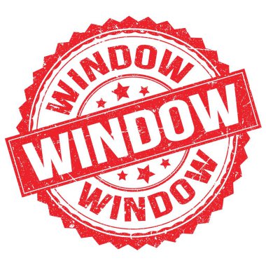 Kırmızı yuvarlak pul işareti üzerine yazılmış Window metni