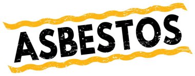 ASBESTOS text written on yellow-black lines stamp sign.