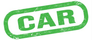 CAR, text written on green rectangle stamp sign.