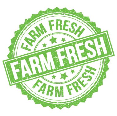 FARM FRESH text written on green round stamp sign
