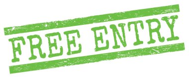 FREE ENTRY text written on green grungy lines stamp sign.