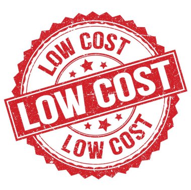 LOW COST text written on red round stamp sign