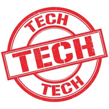 TECH text written on red round stamp sign