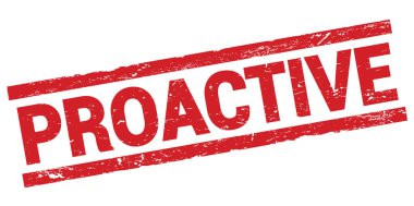 PROACTIVE text written on red rectangle stamp sign.