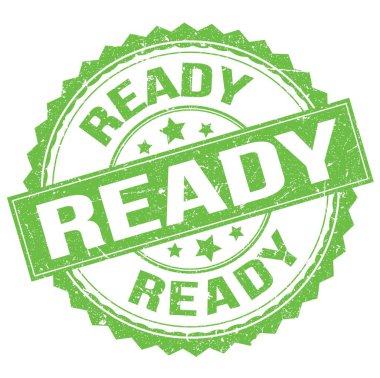 Yeşil yuvarlak pul işareti üzerine yazılmış hazır metin