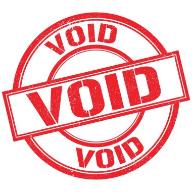Kırmızı yuvarlak pul işareti üzerine yazılmış VOID metni
