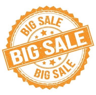 BIG SALE text written on orange round stamp sign