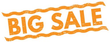 BIG SALE text written on orange lines stamp sign.
