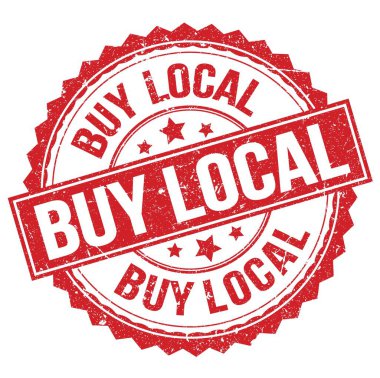 BUY LOCAL text written on red round stamp sign