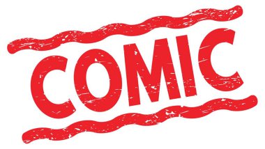 COMIC text written on red lines stamp sign.
