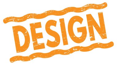 DESIGN text written on orange lines stamp sign.