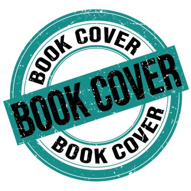 BOOK COVER text written on blue-black round grungy stamp sign