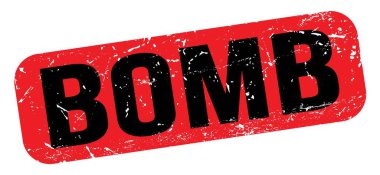 BOMB text written on red-black grungy stamp sign.