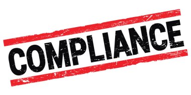 COMPLIANCE text written on black-red rectangle stamp sign.