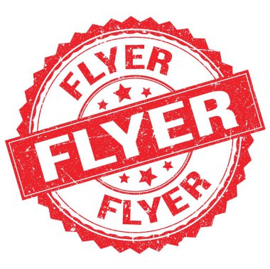 Kırmızı yuvarlak pul işareti üzerine yazılmış FLYER metni