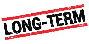 LONG-TERM text written on black-red rectangle stamp sign.