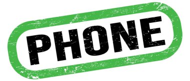 PHONE, text on green-black rectangle stamp sign.