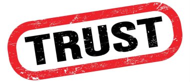 TRUST, text on red-black rectangle stamp sign.
