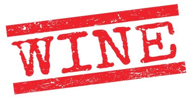 WINE text written on red grungy lines stamp sign.