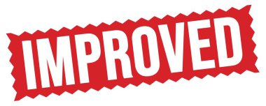 IMPROVED text written on red zig-zag stamp sign.