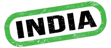 INDIA, text on green-black rectangle stamp sign.