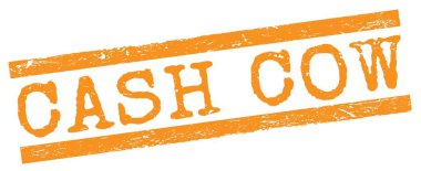 CASH COW text written on orange grungy lines stamp sign.