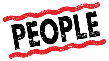 PEOPLE text written on red-black lines stamp sign.