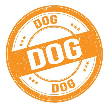 Turuncu yuvarlak grungy işareti üzerine yazılmış köpek metni