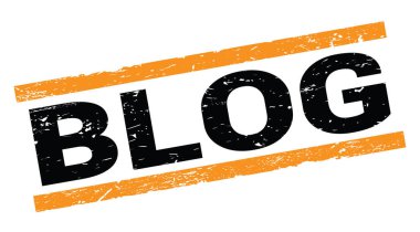 Turuncu dikdörtgen pul işareti üzerine yazılmış BLOG metni.