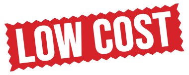 LOW COST text written on red zig-zag stamp sign.