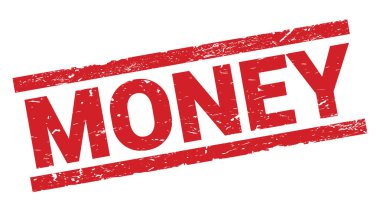 MONEY text written on red rectangle stamp sign.