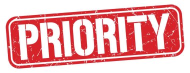 PRIORITY text written on red grungy stamp sign.