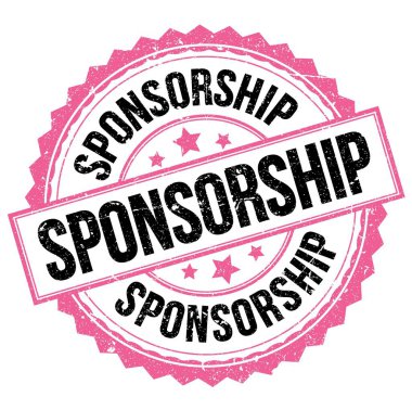 SPONSORSHIP text written on pink-black round stamp sign