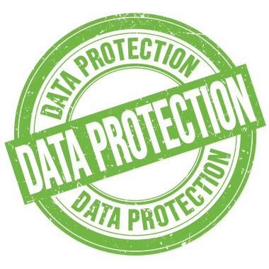 DATA PROTECTION text written on green round grungy stamp sign