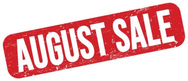 AĞUSTOS Satış metni kırmızı grungy mühür işareti üzerine yazılmış.