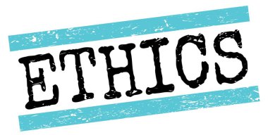 Mavi-siyah grungy satır işareti üzerine yazılmış ETHICS metni.