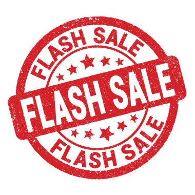 Kırmızı grungy işareti üzerine yazılmış FLASH satışı metni.