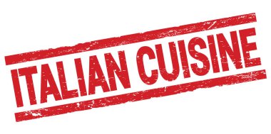 İTALYA CUISINE metni kırmızı dikdörtgen mühür işareti üzerine yazılmış.
