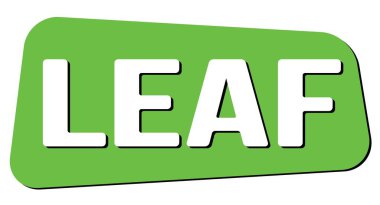 Yeşil trapez damgasıyla yazılmış LeAF metni.