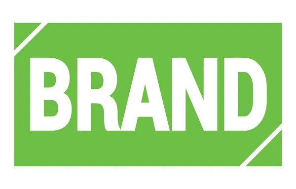 Brand Text Written Green Rectangle Stamp Sign — 图库照片