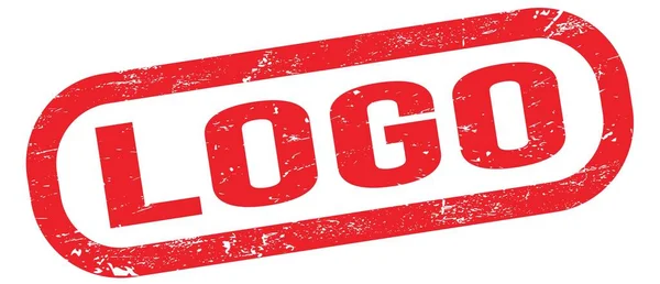 Logo Tekst Geschreven Rood Rechthoek Stempel Teken — Stockfoto