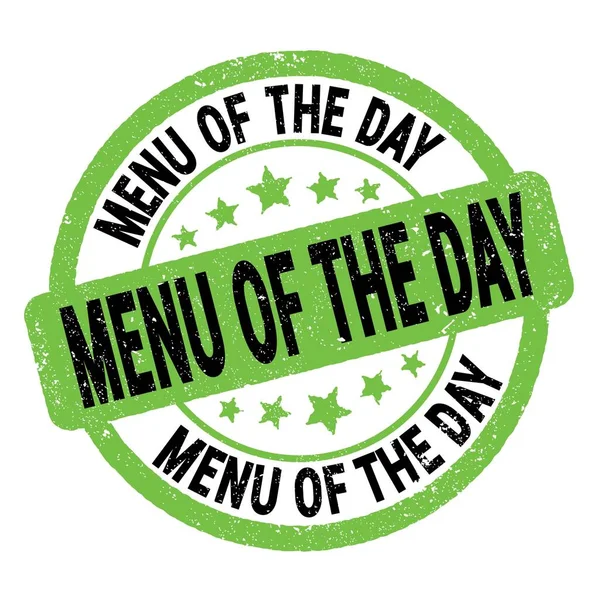 Menu Day Text Written Green Black Grungy Stamp Sign — Stockfoto