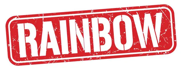 Rainbow Text Geschrieben Auf Rotem Grungy Stempelschild — Stockfoto