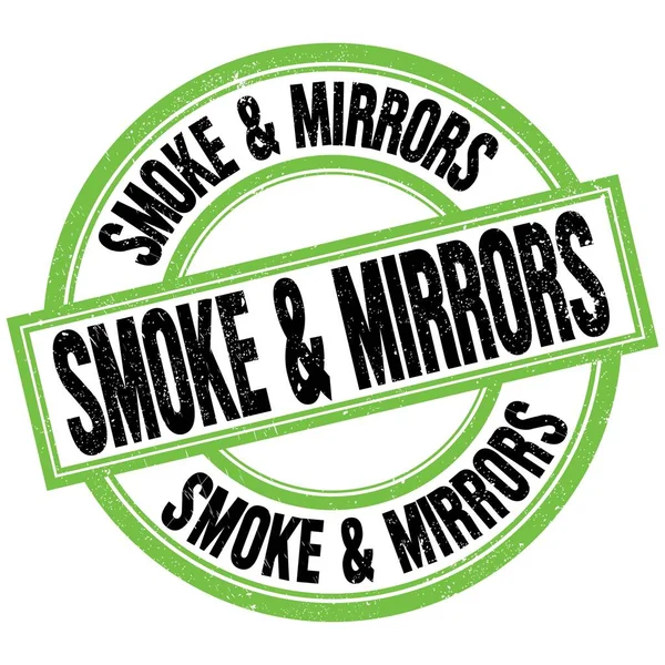 Smoke Mirrors Tekst Napisany Zielono Czarnym Okrągłym Znaku Znaczka — Zdjęcie stockowe
