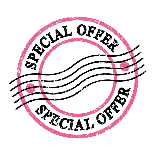 Speciale Aanbieding Tekst Geschreven Roze Zwarte Grungy Postzegel — Stockfoto