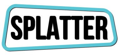 Mavi-siyah trapez damgası üzerine yazılmış spLATTER metni.