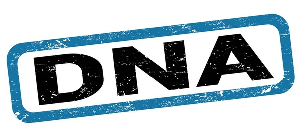 stock image DNA text written on blue-black rectangle stamp sign.